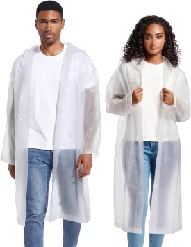Rain Ponchos for Adults Raincoats (2 PACK) Reusable Rain Jackets Emergency Rain Ponchos with Hooded