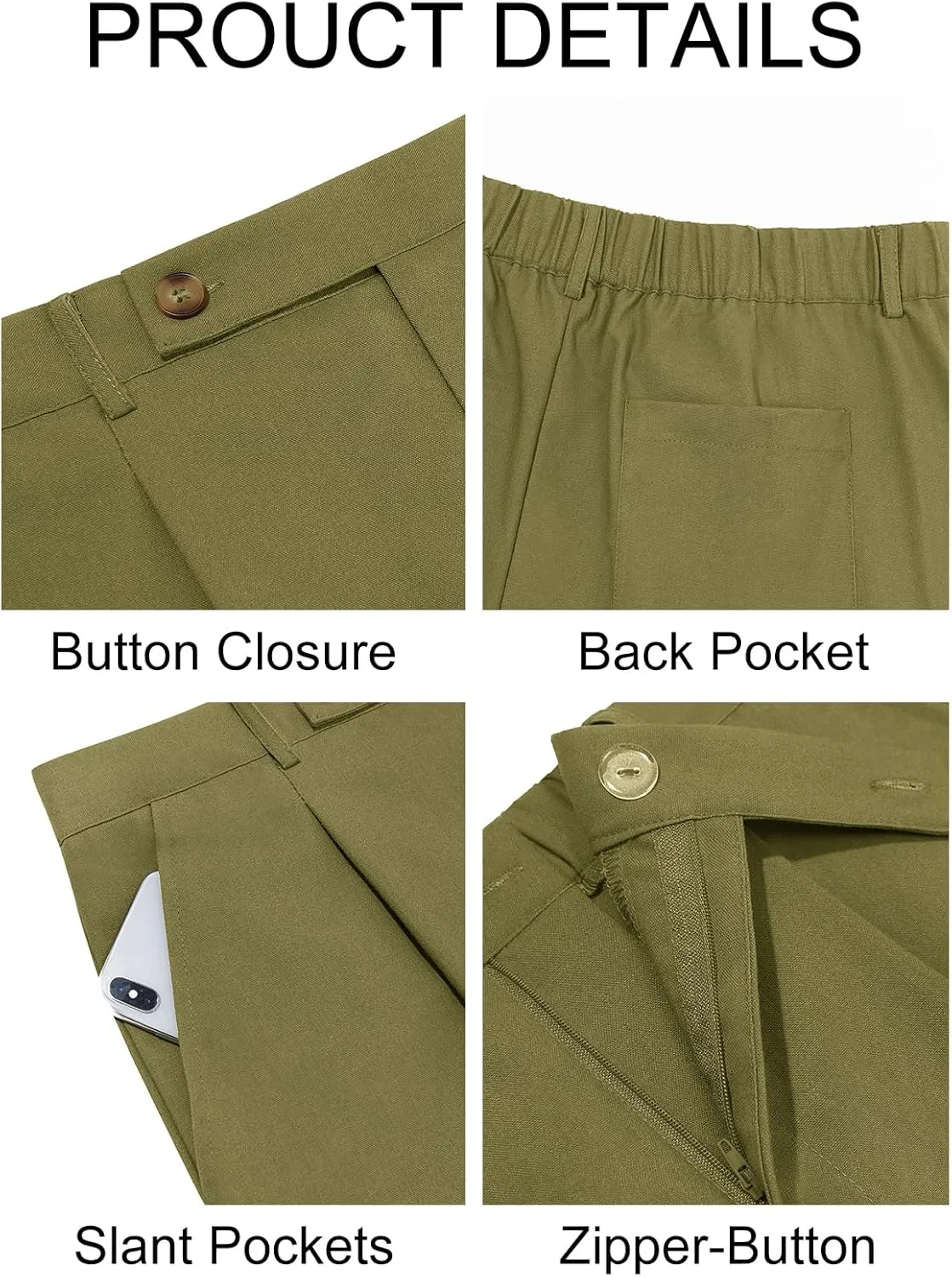 Runcati Mens Casual Linen Pants Pleated Elastic Waist Lightweight Cotton Trousers Summer Beach Yoga Pants with Pockets