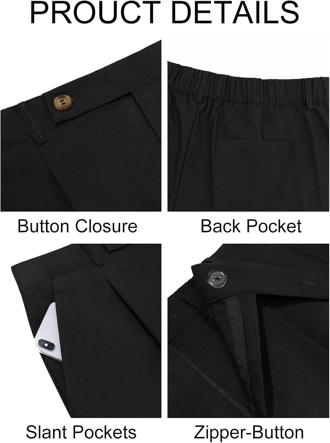 Runcati Mens Casual Linen Pants Pleated Elastic Waist Lightweight Cotton Trousers Summer Beach Yoga Pants with Pockets
