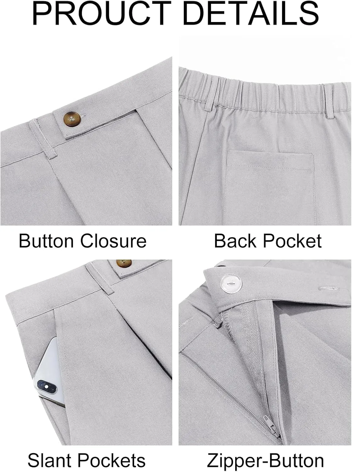 Runcati Mens Casual Linen Pants Pleated Elastic Waist Lightweight Cotton Trousers Summer Beach Yoga Pants with Pockets