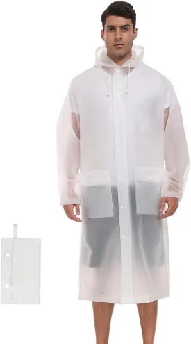 SaphiRose 1pack Reusable EVA Rain Ponchos for Adults-Extra Thick Heavy Duty Rain Jackets Unisex Raincoats with Hood