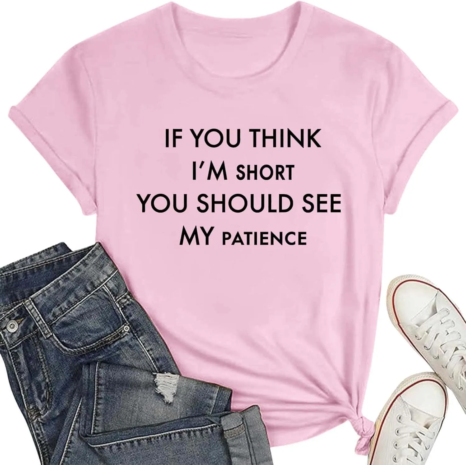 Summer Graphic Tees for Women Cute Letter Printed T-Shirts Short Sleeve Crewneck Tops Loose Fit Casual Tshirts Blouse