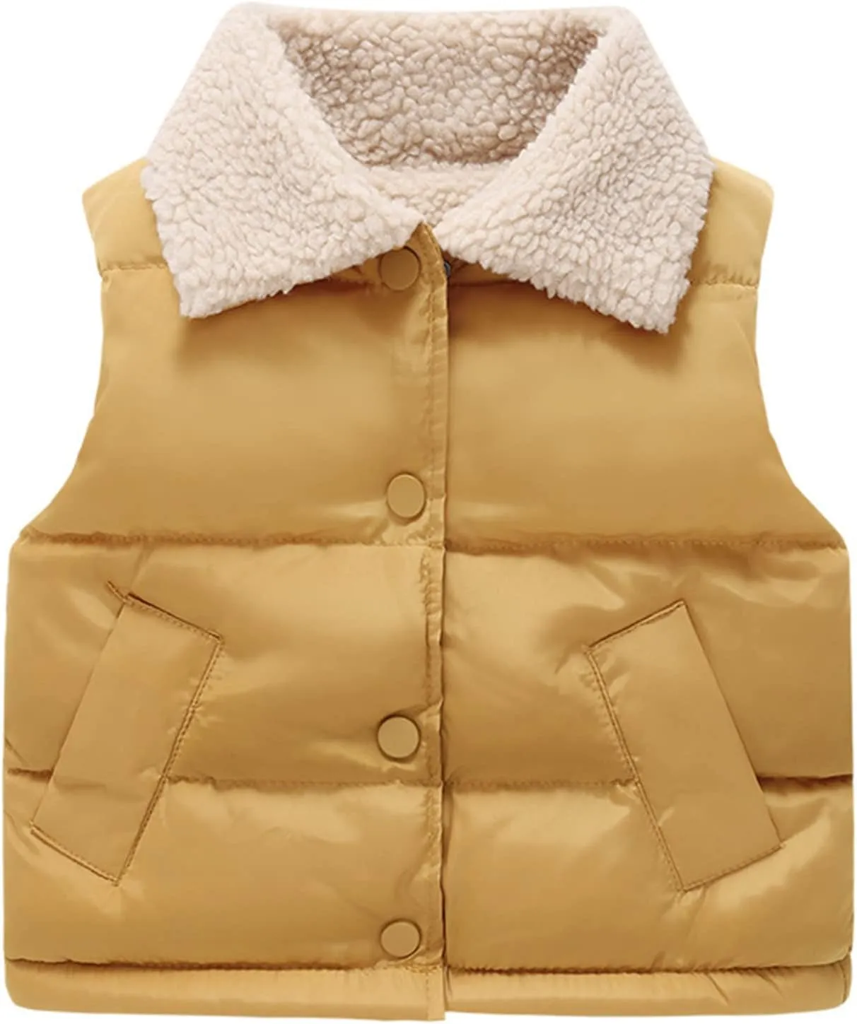 Toddler Baby Boys Girls Puffer Vest Winter Sleeveless Bubble Jacket Stand Collar Thick Warm Insulated Toddler Snowsuit