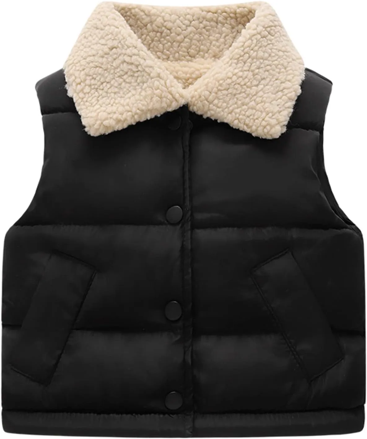 Toddler Baby Boys Girls Puffer Vest Winter Sleeveless Bubble Jacket Stand Collar Thick Warm Insulated Toddler Snowsuit