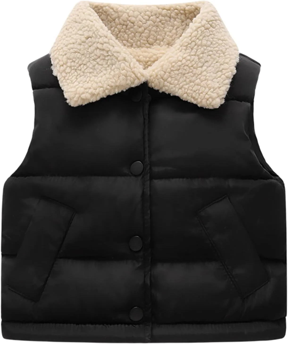 Toddler Baby Boys Girls Puffer Vest Winter Sleeveless Bubble Jacket Stand Collar Thick Warm Insulated Toddler Snowsuit