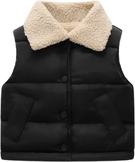 Toddler Baby Boys Girls Puffer Vest Winter Sleeveless Bubble Jacket Stand Collar Thick Warm Insulated Toddler Snowsuit