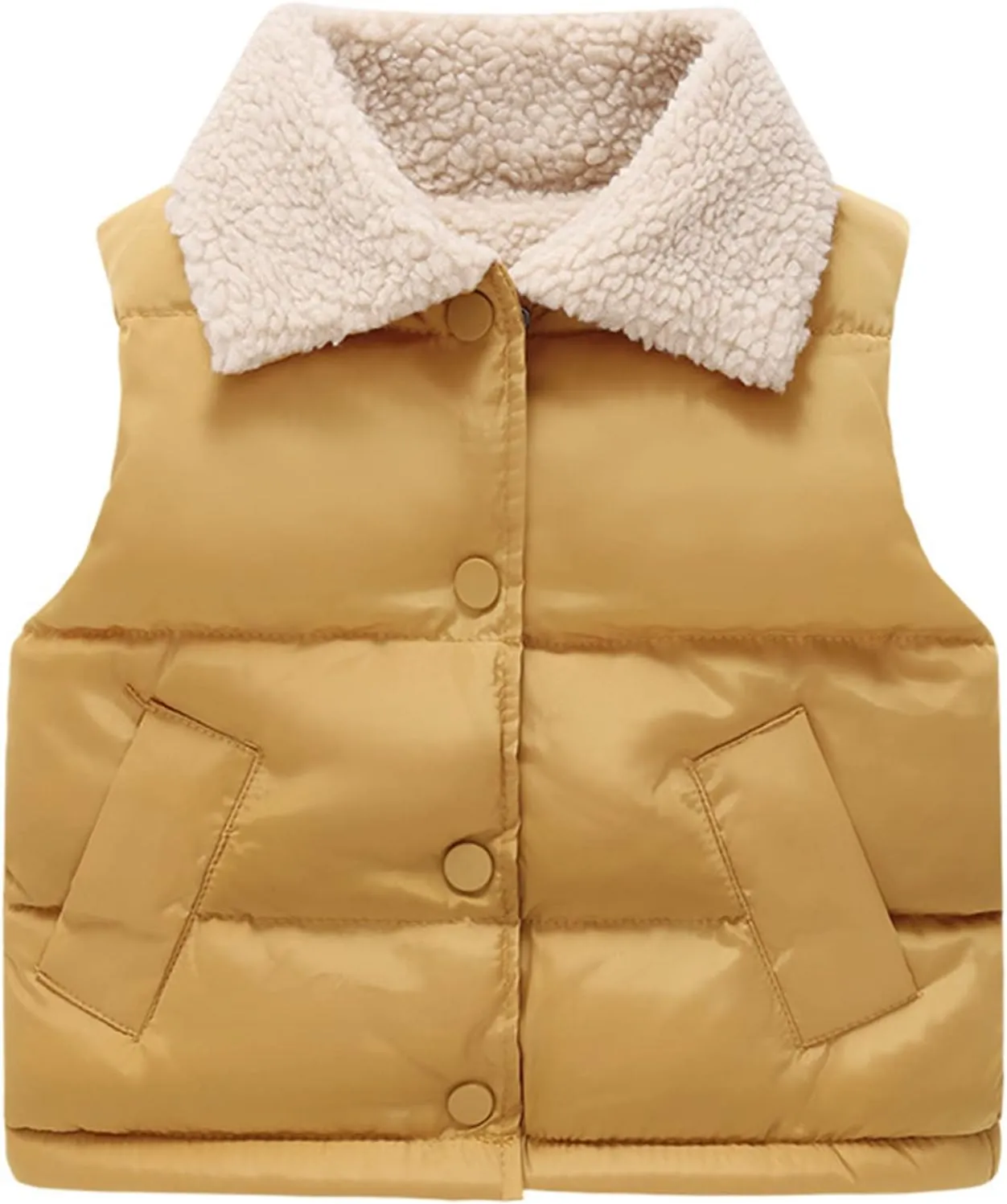 Toddler Baby Boys Girls Puffer Vest Winter Sleeveless Bubble Jacket Stand Collar Thick Warm Insulated Toddler Snowsuit
