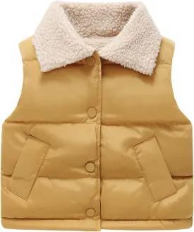 Toddler Baby Boys Girls Puffer Vest Winter Sleeveless Bubble Jacket Stand Collar Thick Warm Insulated Toddler Snowsuit