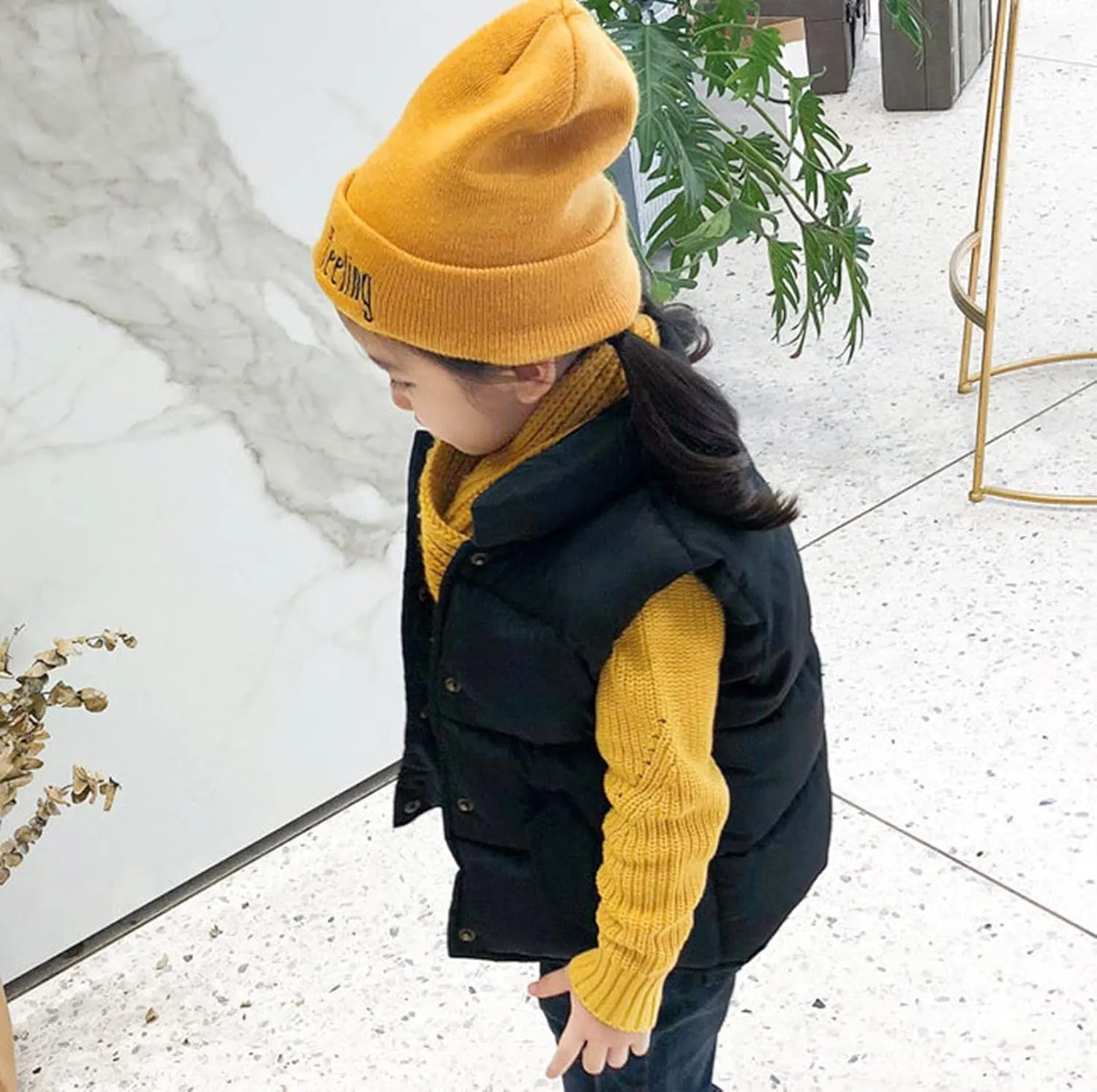 Toddler Girls Boys Puffer Vest High Neck Button Sleeveless Padded Gilet Winter Cute Sleeveless Toddler Fleece Jacket