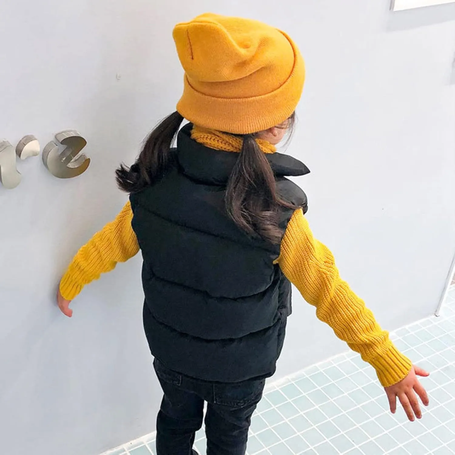 Toddler Girls Boys Puffer Vest High Neck Button Sleeveless Padded Gilet Winter Cute Sleeveless Toddler Fleece Jacket