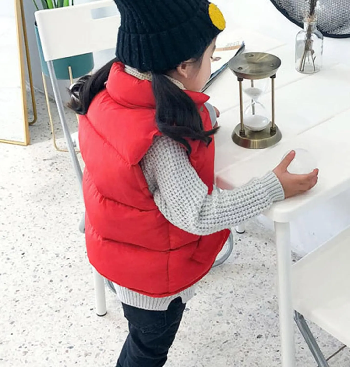 Toddler Girls Boys Puffer Vest High Neck Button Sleeveless Padded Gilet Winter Cute Sleeveless Toddler Fleece Jacket