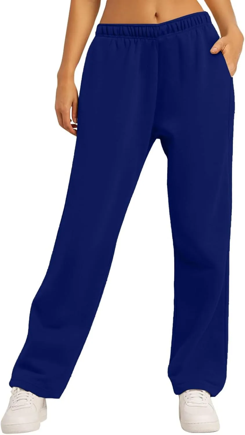 Trendy High Waist Wide Leg Trousers, 2025 New Straight Fit Elastic Waist Casual Pants