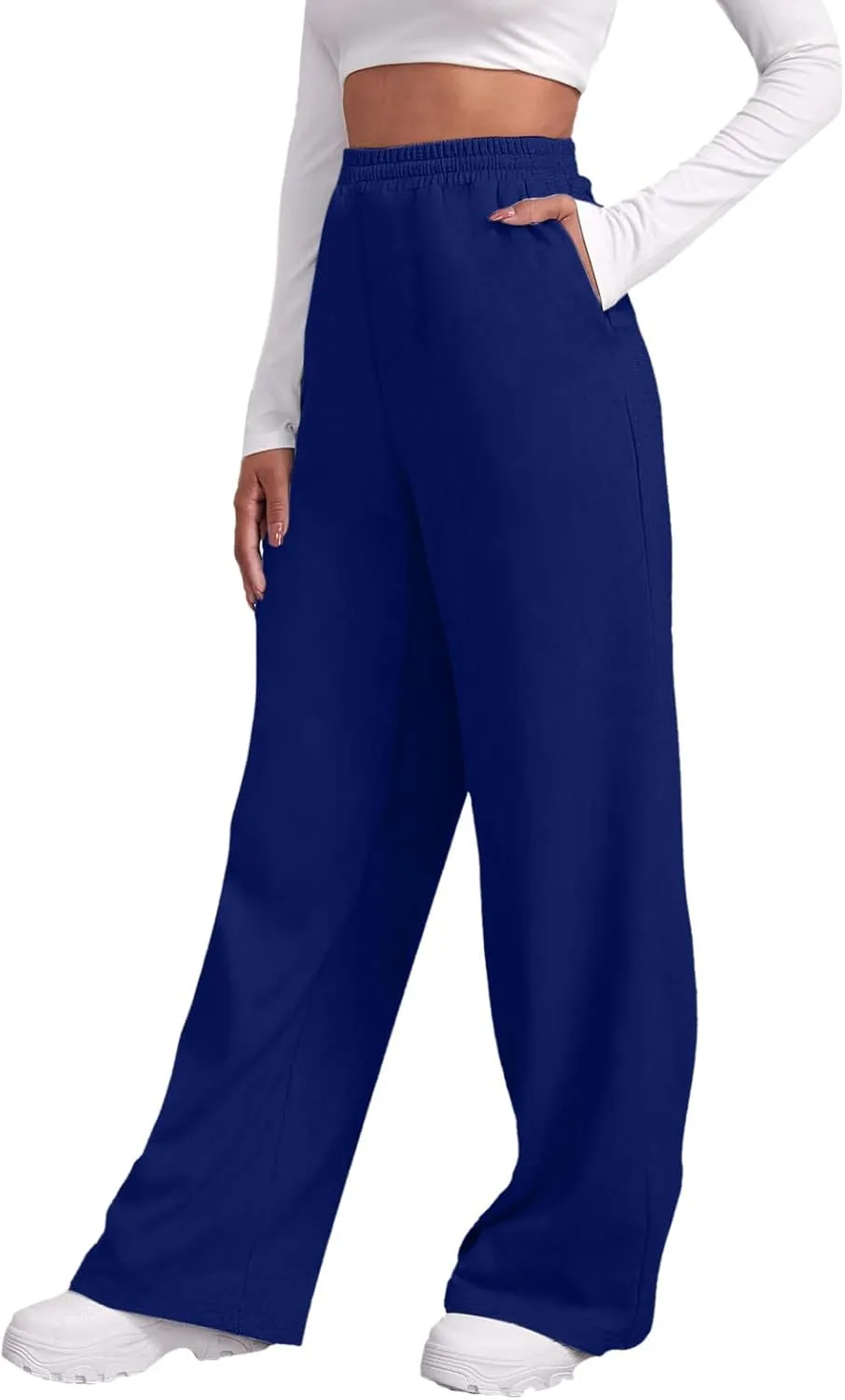 Trendy High Waist Wide Leg Trousers, 2025 New Straight Fit Elastic Waist Casual Pants