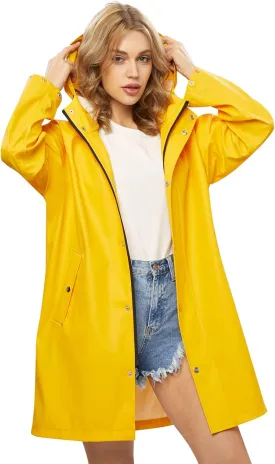 UNIQUEBELLA Rain Jackets for Women Waterproof, Raincoat Long Hooded Rain Coats Outdoor Windbreaker Trench Coat