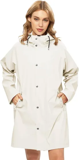 UNIQUEBELLA Rain Jackets for Women Waterproof, Raincoat Long Hooded Rain Coats Outdoor Windbreaker Trench Coat