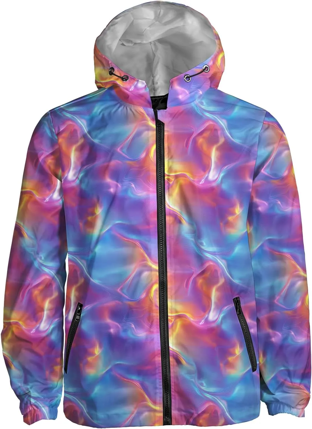 Windbreaker Rain Jacket Women Men, Water Resistant Lightweigh Hooded Athletic Running Jacket