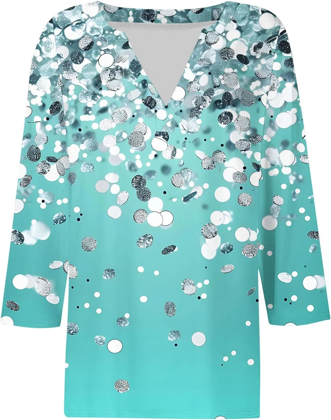 Women 3/4 Sleeve Floral Tops Dressy Casual Summer Blouses T Shirts V Neck Trendy Blouse Tunic Loose Fit Boho Clothing