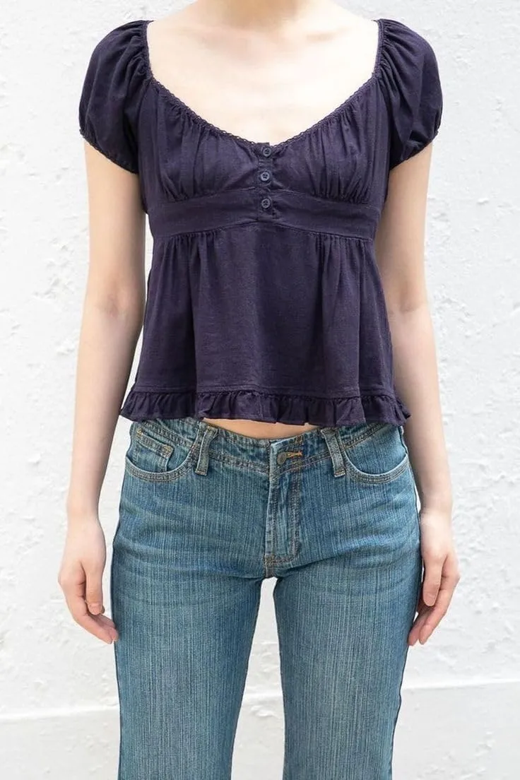 Women Y2k Gingham Top Lace Trim Scoop Neck Short Sleeve Tees Ruffle Hem Aesthetic Shirt Coquette Clothes
