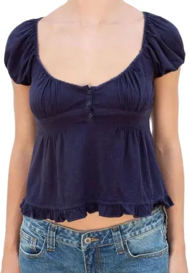 Women Y2k Gingham Top Lace Trim Scoop Neck Short Sleeve Tees Ruffle Hem Aesthetic Shirt Coquette Clothes