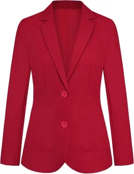 Women's Blazer Jackets Business 2-Button Open Front Long Sleeve Notch Collar Office Work Pocket Blazers