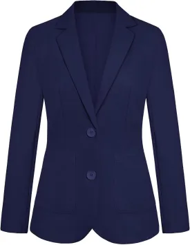 Women's Blazer Jackets Business 2-Button Open Front Long Sleeve Notch Collar Office Work Pocket Blazers