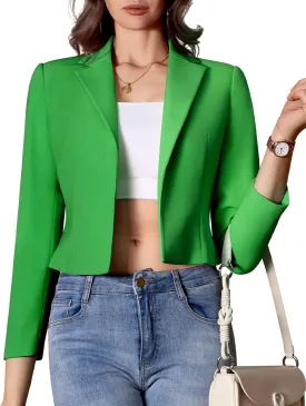 Womens Casual Long Sleeve Blazers Solid Color Notch Lapel Suit Work Office Open Front Blazer Jackets