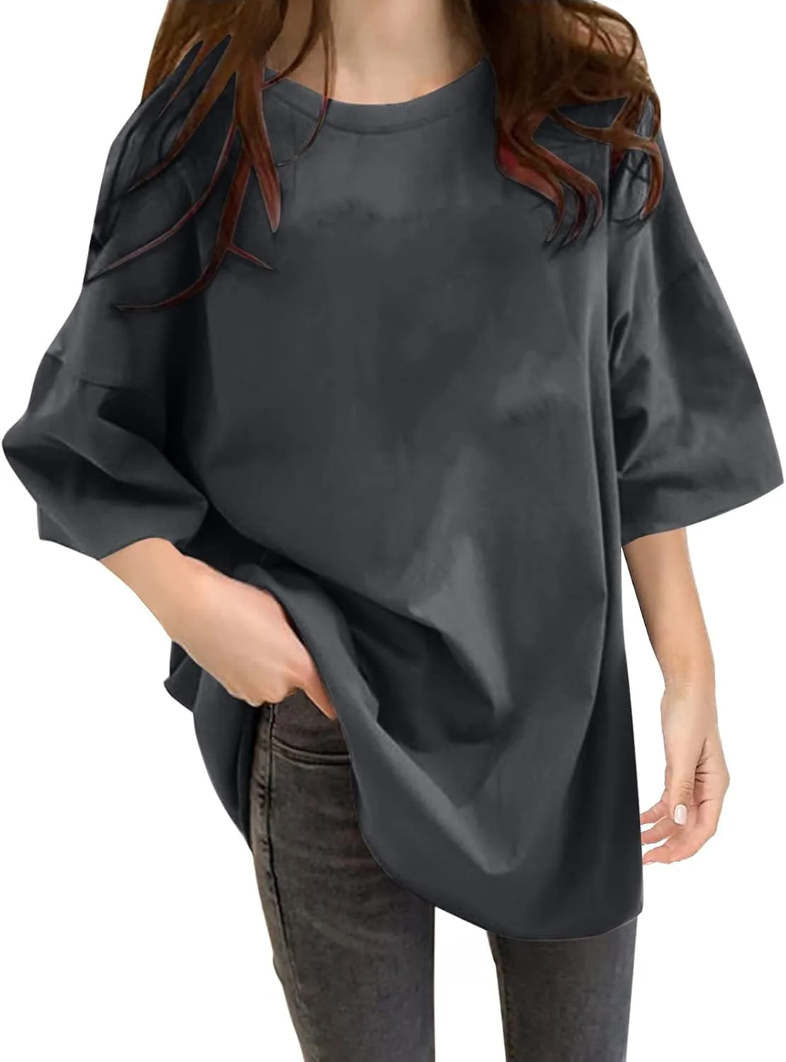 Womens Oversized T Shirts Loose Fit Crewneck Short Sleeve Tops Summer Casual Blouse Y2K Basic Tee 2025 Trendy Outfits