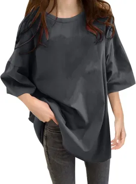 Womens Oversized T Shirts Loose Fit Crewneck Short Sleeve Tops Summer Casual Blouse Y2K Basic Tee 2025 Trendy Outfits