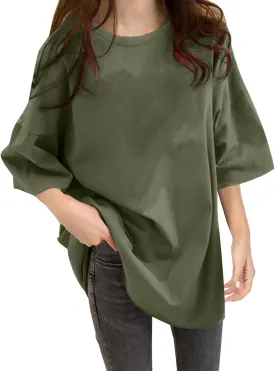 Womens Oversized T Shirts Loose Fit Crewneck Short Sleeve Tops Summer Casual Blouse Y2K Basic Tee 2025 Trendy Outfits