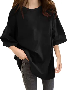 Womens Oversized T Shirts Loose Fit Crewneck Short Sleeve Tops Summer Casual Blouse Y2K Basic Tee 2025 Trendy Outfits