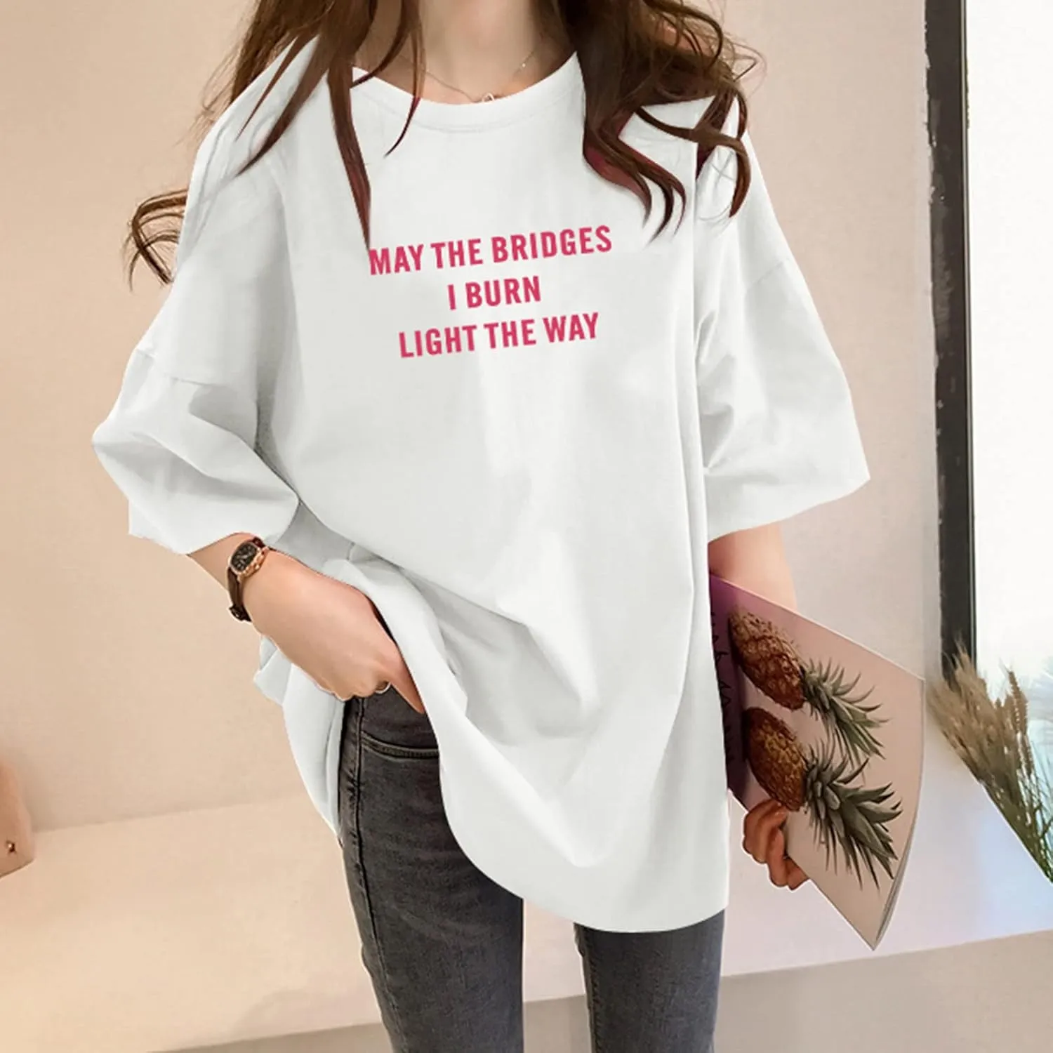 Womens Oversized T Shirts Loose Fit Crewneck Short Sleeve Tops Summer Casual Blouse Y2K Basic Tee 2025 Trendy Outfits