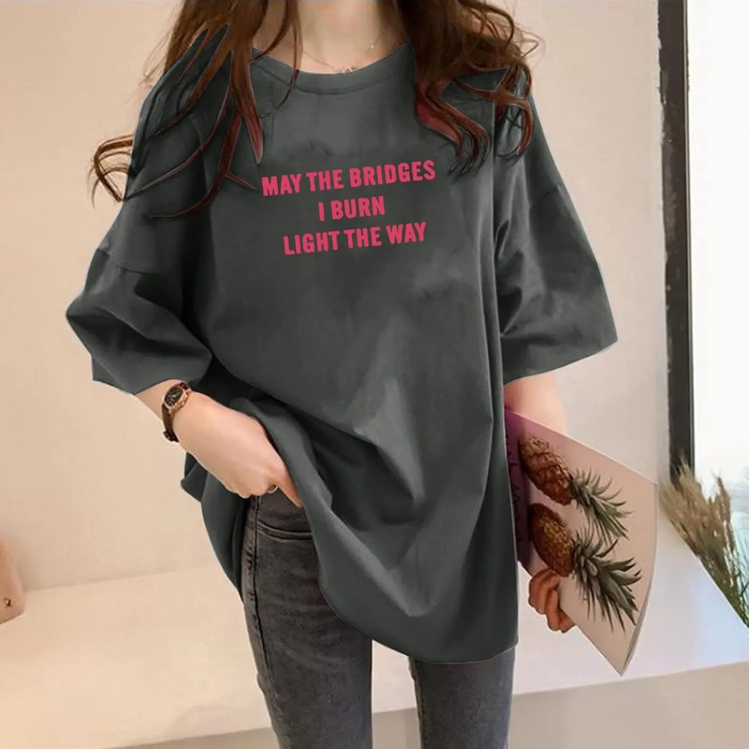 Womens Oversized T Shirts Loose Fit Crewneck Short Sleeve Tops Summer Casual Blouse Y2K Basic Tee 2025 Trendy Outfits