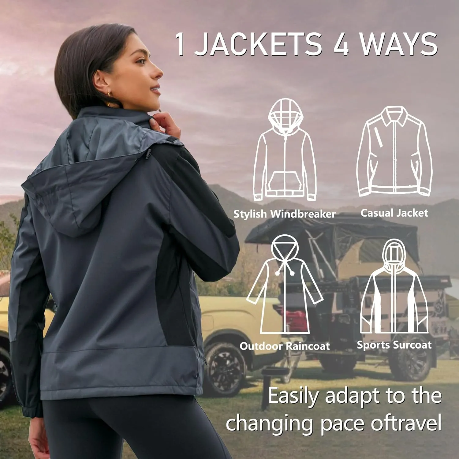 Women's Rain Jackets Waterproof with Hood Lightweight Rain Suit for Women Ladies Rain Coats Outdoor Windbreaker