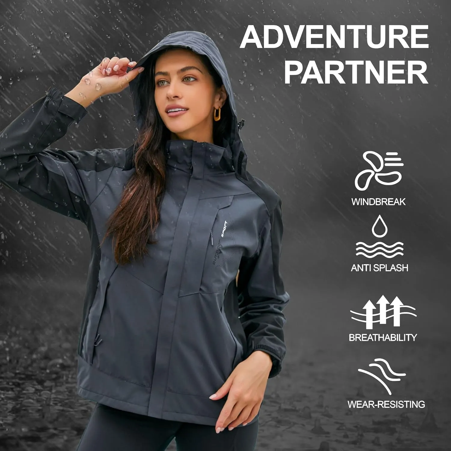 Women's Rain Jackets Waterproof with Hood Lightweight Rain Suit for Women Ladies Rain Coats Outdoor Windbreaker