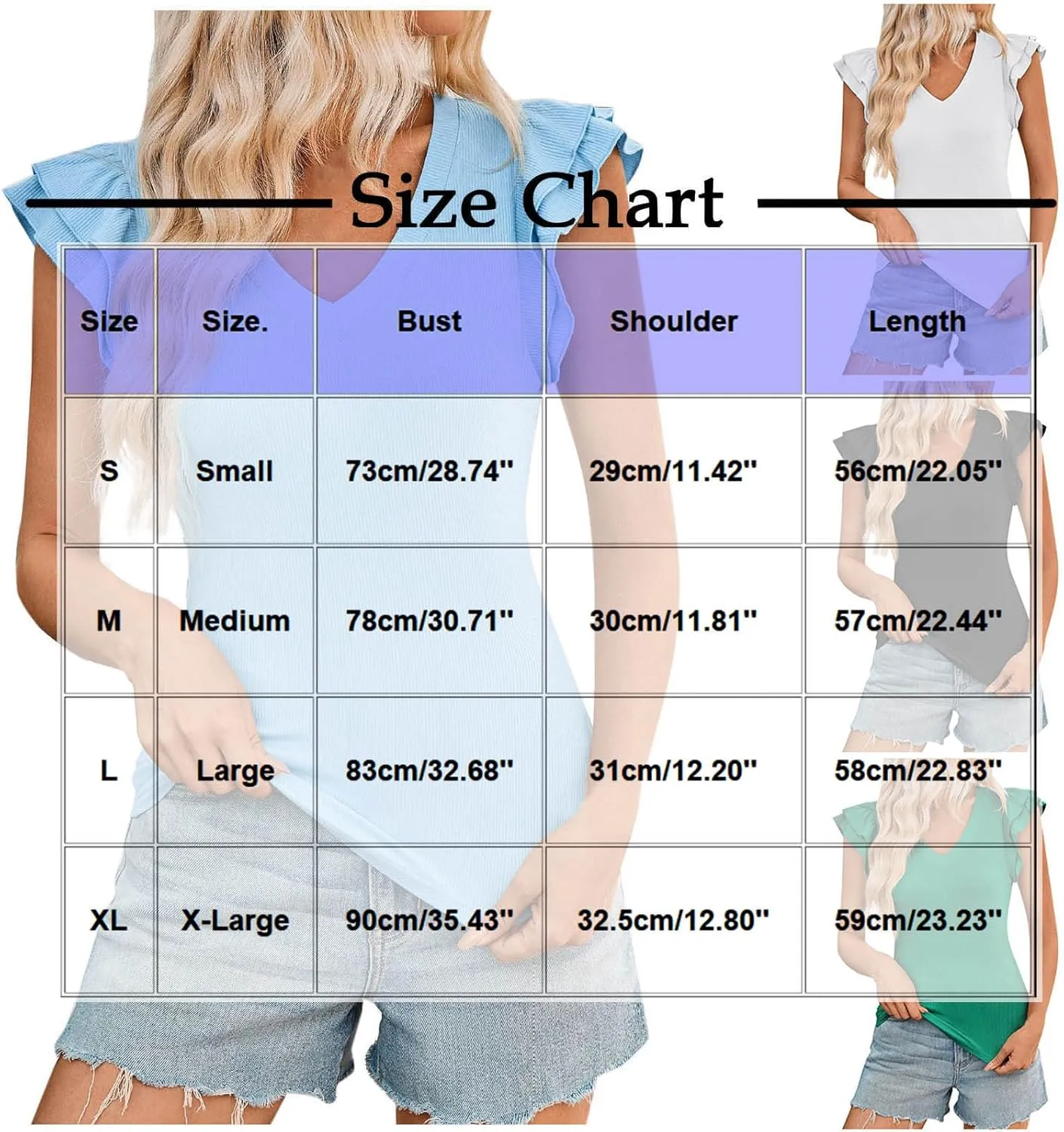Womens V Neck Summer Tops Ribbed Knit Layered Ruffle Cap Sleeve Slim Fit T Shirts Y2K Going Out Casual Blouses 2025