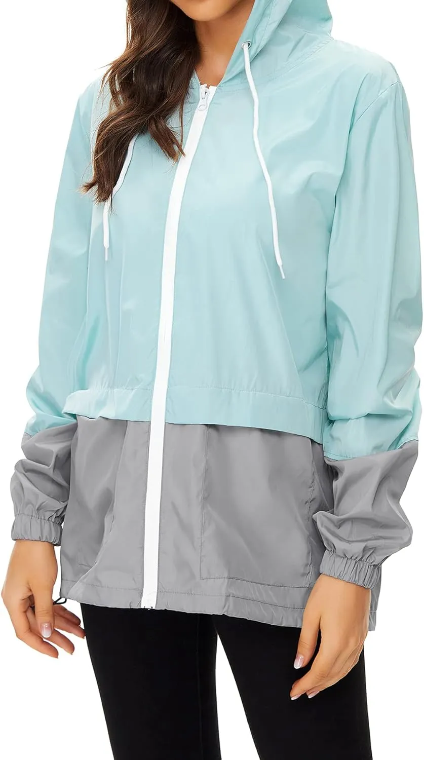 Zando Lightweight Rain Jacket Women Raincoat for Women Packable Rain Coat Windbreaker Rain Jackets Waterproof with Hood