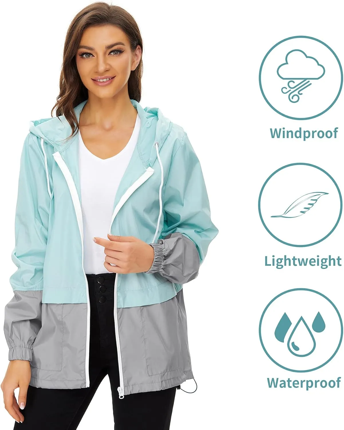 Zando Lightweight Rain Jacket Women Raincoat for Women Packable Rain Coat Windbreaker Rain Jackets Waterproof with Hood