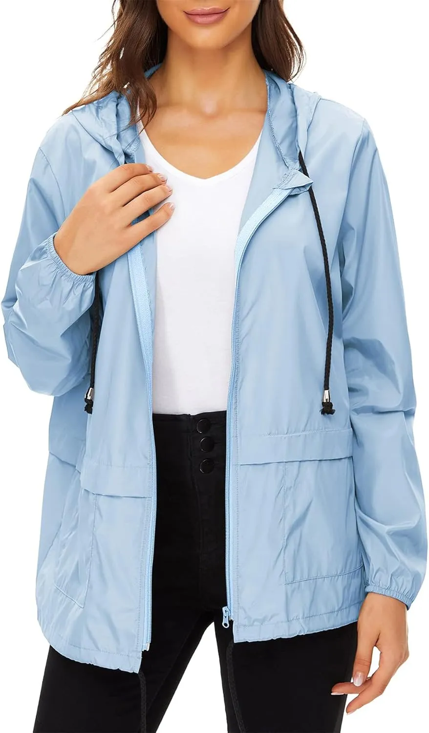 Zando Lightweight Rain Jacket Women Raincoat for Women Packable Rain Coat Windbreaker Rain Jackets Waterproof with Hood
