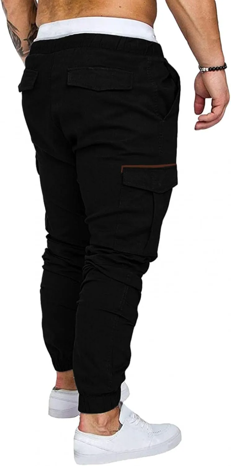 ZHUER Mens Casual Cargo Pants Joggers Pants Stretch Drawstring Sweatpants Cotton Chino Pants Slim Fit Gym Workout Pants