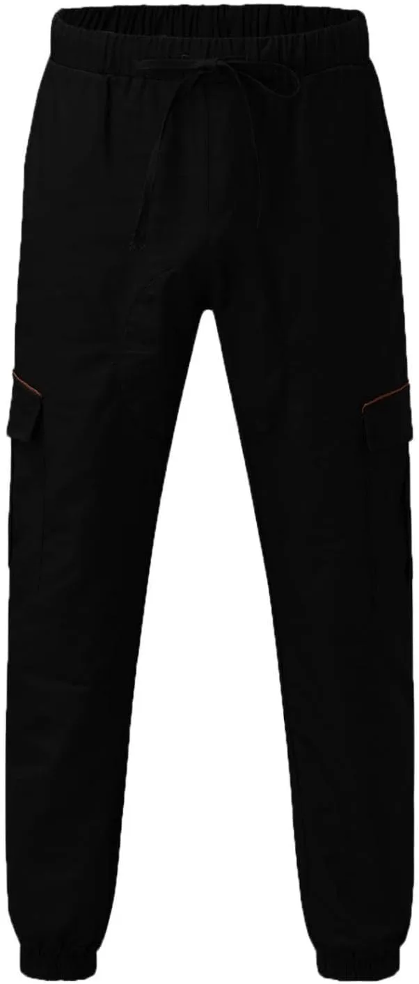 ZHUER Mens Casual Cargo Pants Joggers Pants Stretch Drawstring Sweatpants Cotton Chino Pants Slim Fit Gym Workout Pants