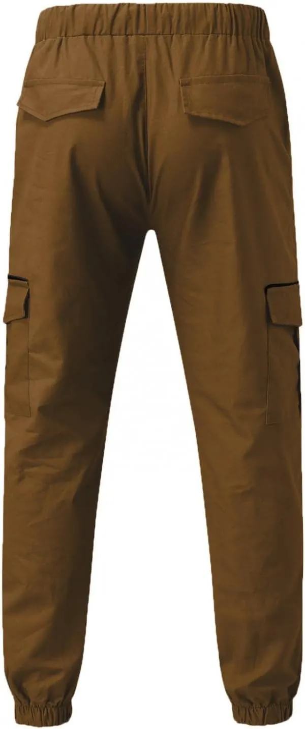 ZHUER Mens Casual Cargo Pants Joggers Pants Stretch Drawstring Sweatpants Cotton Chino Pants Slim Fit Gym Workout Pants