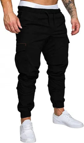 ZHUER Mens Casual Cargo Pants Joggers Pants Stretch Drawstring Sweatpants Cotton Chino Pants Slim Fit Gym Workout Pants