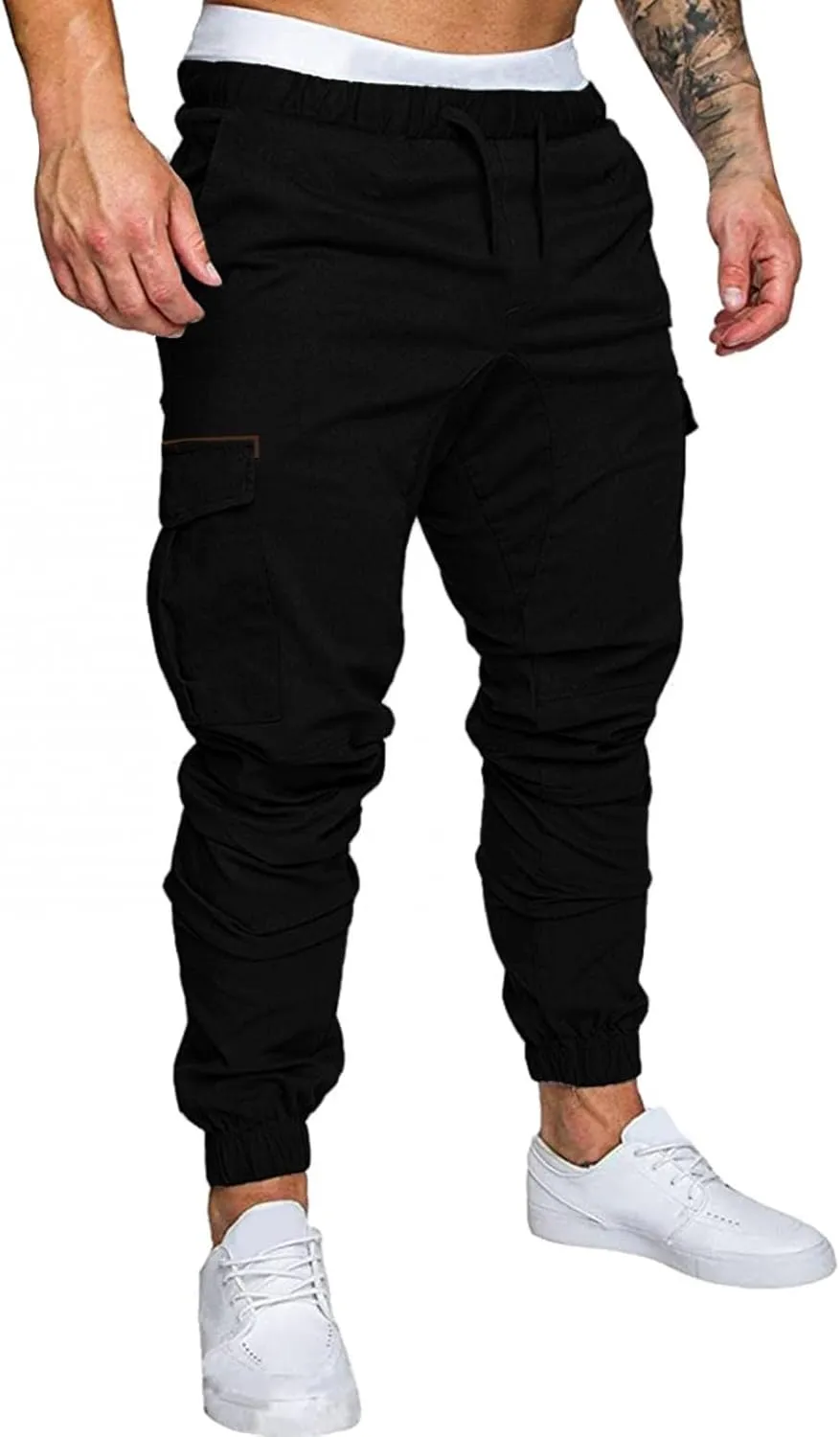 ZHUER Mens Casual Cargo Pants Joggers Pants Stretch Drawstring Sweatpants Cotton Chino Pants Slim Fit Gym Workout Pants