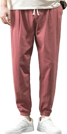 Zontroldy Men's Pants Cotton Linen Yoga Golf Beach Jogger Sweat Lounge Harem Pants Trousers