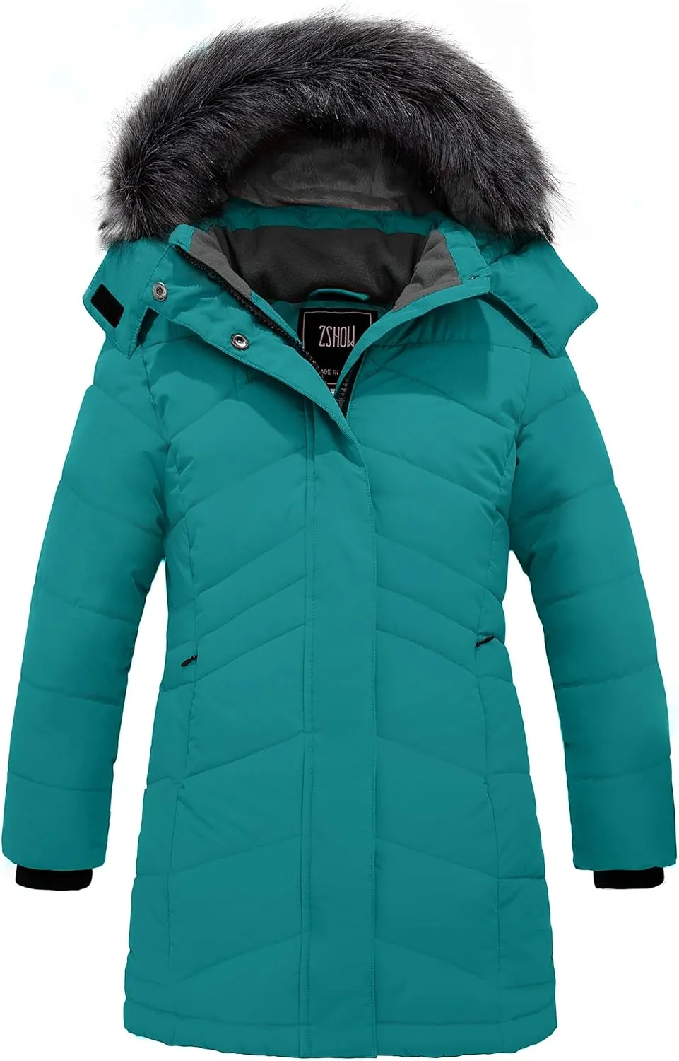 ZSHOW Girls' Winter Coat Insulated Long Parka Warm Hooded Puffer Jacket