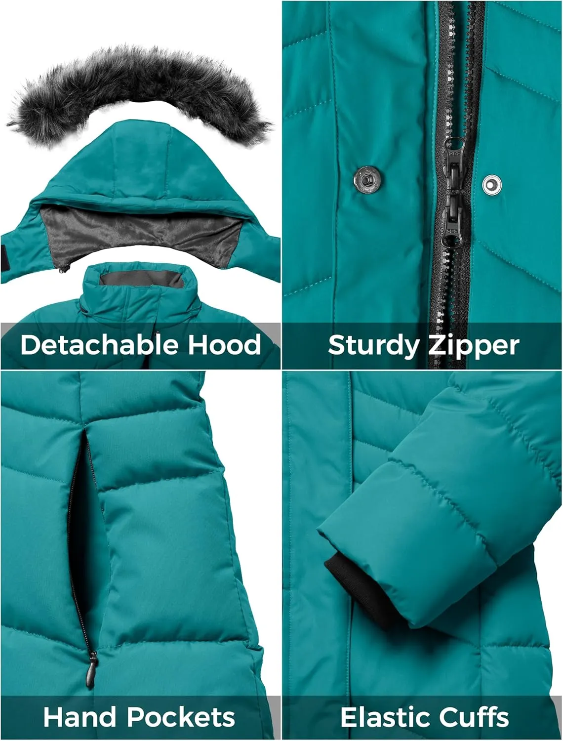 ZSHOW Girls' Winter Coat Insulated Long Parka Warm Hooded Puffer Jacket
