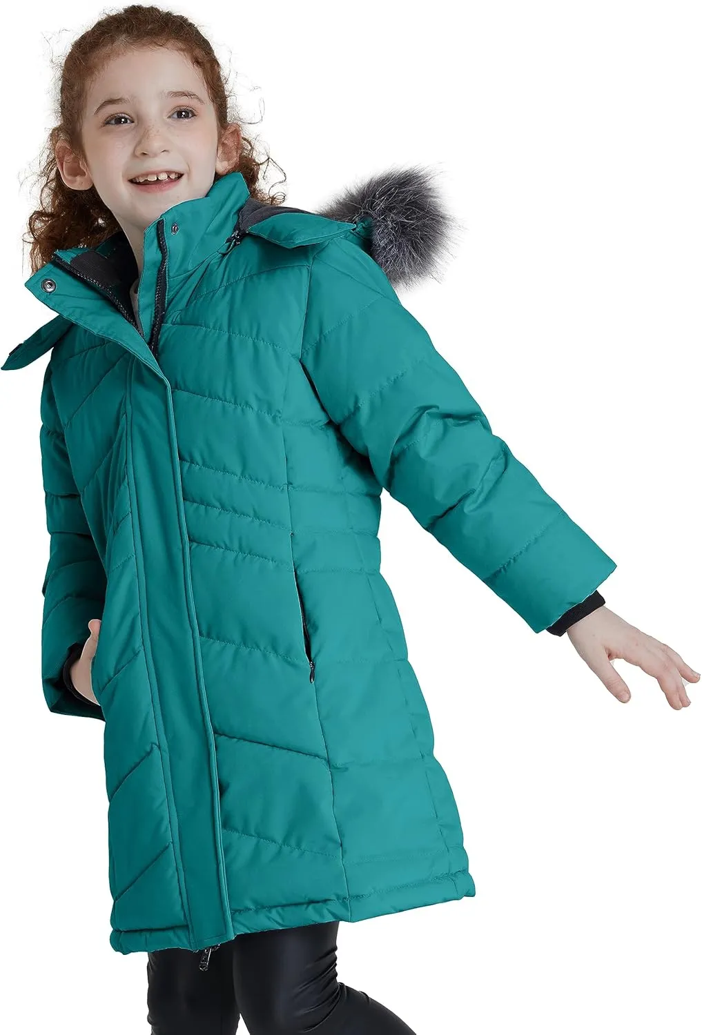 ZSHOW Girls' Winter Coat Insulated Long Parka Warm Hooded Puffer Jacket